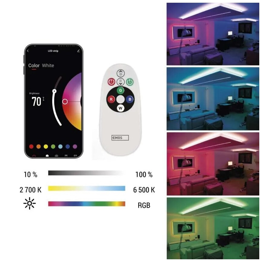 LED strip RGB+CCT dæmpbart GOSMART LED/21W/230V 5 m 2700-6500K IP44 Wi-Fi + fjernbetjening