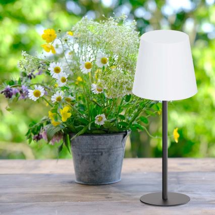 LED RGBW dæmpbar berøringsbetjent udendørs bordlampe LUCIA LED/2W/5V 1800/2700/6500K 3600 mAh IP44 sort