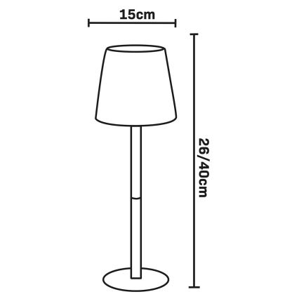 LED RGBW dæmpbar berøringsbetjent udendørs bordlampe LUCIA LED/2W/5V 1800/2700/6500K 3600 mAh IP44 sort
