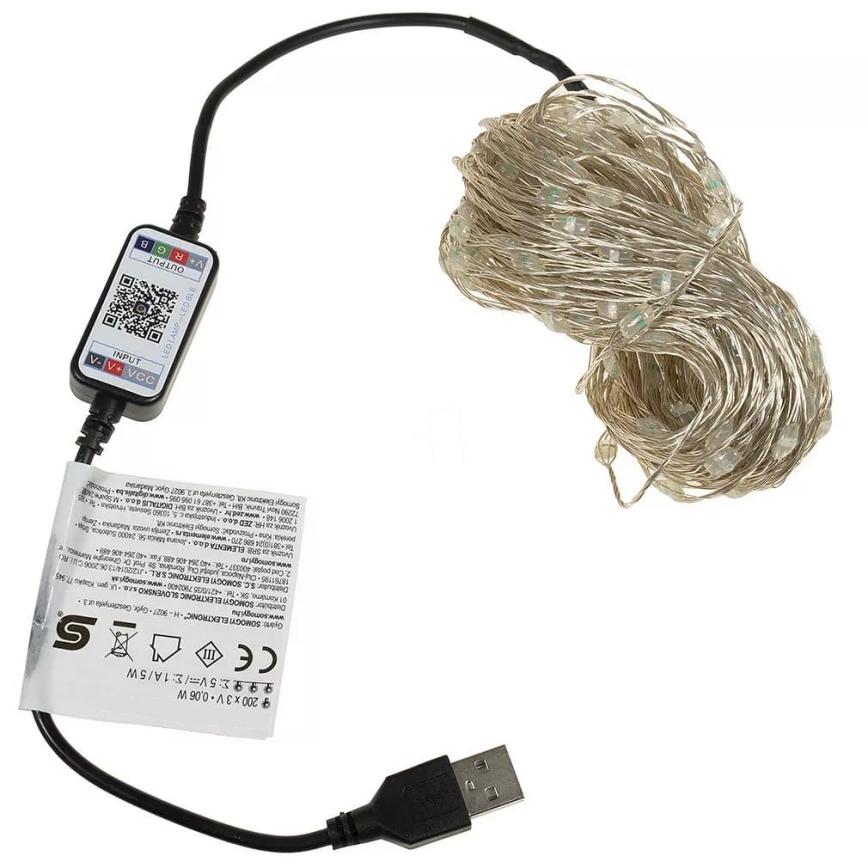 LED RGB dæmpbar lyskæde 200xLED/29 funktioner 20,4 m