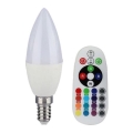 LED RGB dæmpbar pære E14/3,5W/230V 6400K + fjernbetjening