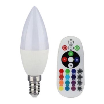 LED RGB dæmpbar pære E14/3,5W/230V 6400K + fjernbetjening