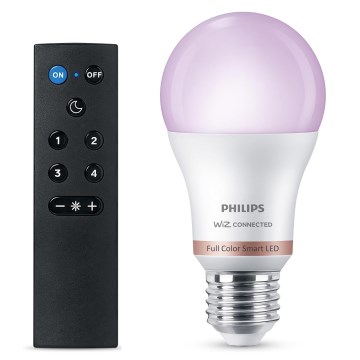 LED RGB Dæmpbar pære Philips SMART A60 E27/8,5W/230V 2200-6500K + fjernbetjening