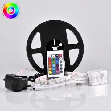 LED RGB dæmpbar strimmel 5m LED/18W/12V IP20 + fjernbetjening
