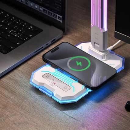LED RGB Genopladelig bordlampe m. touch-funktion dæmpbar med trådløs opladning LED/7,5W/5V 2700-5300K hvid