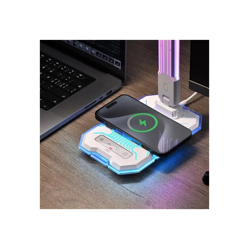 LED RGB Genopladelig bordlampe m. touch-funktion dæmpbar med trådløs opladning LED/7,5W/5V 2700-5300K hvid