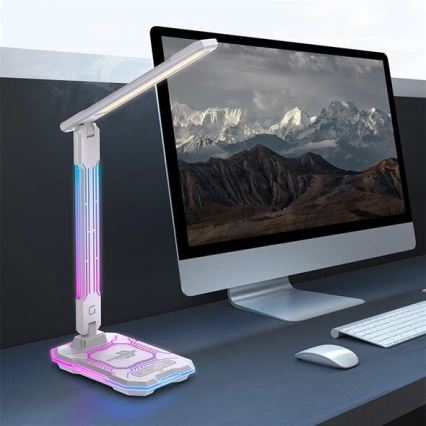 LED RGB Genopladelig bordlampe m. touch-funktion dæmpbar med trådløs opladning LED/7,5W/5V 2700-5300K hvid