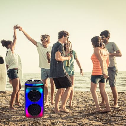 LED RGB Genopladelig højttaler med mikrofon 400W/2400 mAh + fjernbetjening