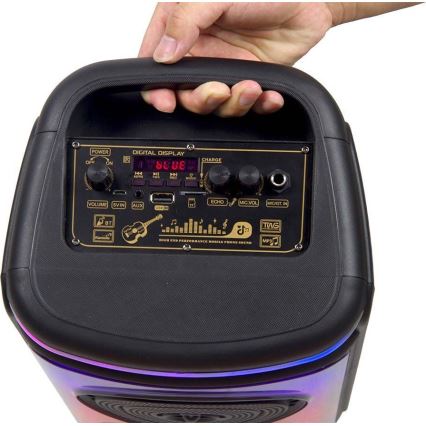 LED RGB Genopladelig højttaler med mikrofon 400W/2400 mAh + fjernbetjening