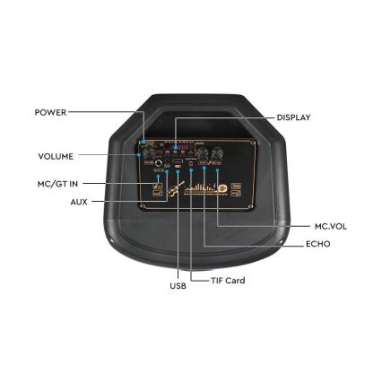 LED RGB Genopladelig højttaler med mikrofon 600W/2400 mAh + fjernbetjening