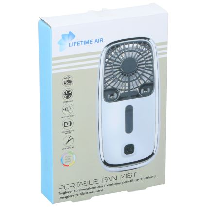 LED RGB genopladelig lommeventilator med tågeeffekt 3,7V 1200 mAh