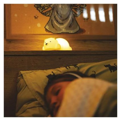 LED RGB genopladelig berøringsbetjent natlampe LED/3,7V 1200 mAh bjørn