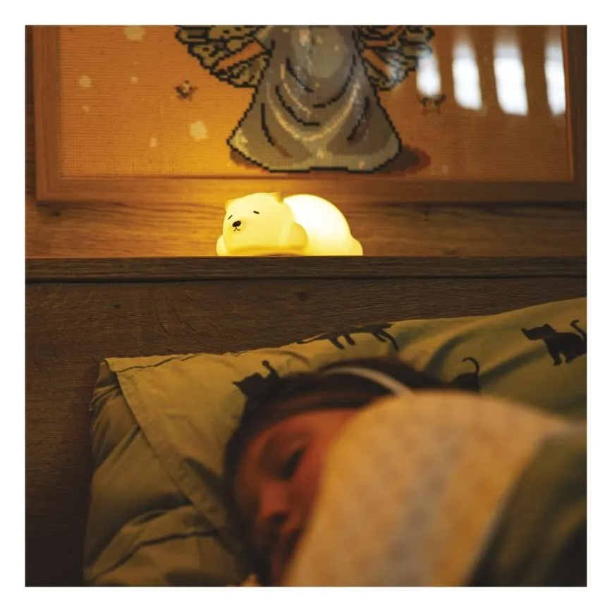 LED RGB genopladelig berøringsbetjent natlampe LED/3,7V 1200 mAh bjørn