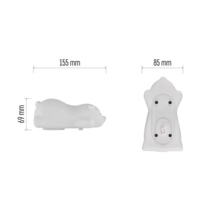 LED RGB genopladelig berøringsbetjent natlampe LED/3,7V 1200 mAh bjørn