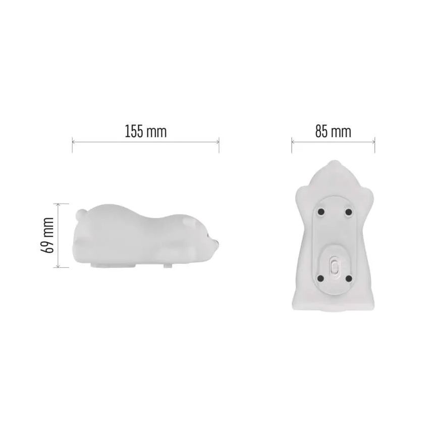 LED RGB genopladelig berøringsbetjent natlampe LED/3,7V 1200 mAh bjørn