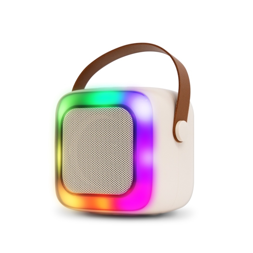 CONNECT IT CSP-1010-BG - LED RGB-højttaler med trådløse mikrofoner 2Mic, 5 W, 1200 mAh + 2 x 400 mAh, creme/guld