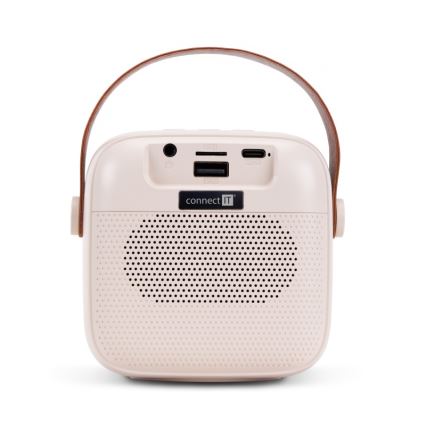 CONNECT IT CSP-1010-BG - LED RGB-højttaler med trådløse mikrofoner 2Mic, 5 W, 1200 mAh + 2 x 400 mAh, creme/guld