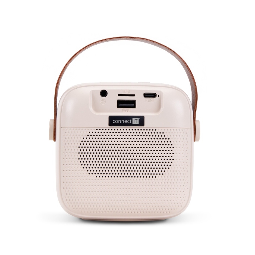 CONNECT IT CSP-1010-BG - LED RGB-højttaler med trådløse mikrofoner 2Mic, 5 W, 1200 mAh + 2 x 400 mAh, creme/guld