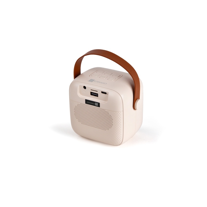 CONNECT IT CSP-1010-BG - LED RGB-højttaler med trådløse mikrofoner 2Mic, 5 W, 1200 mAh + 2 x 400 mAh, creme/guld