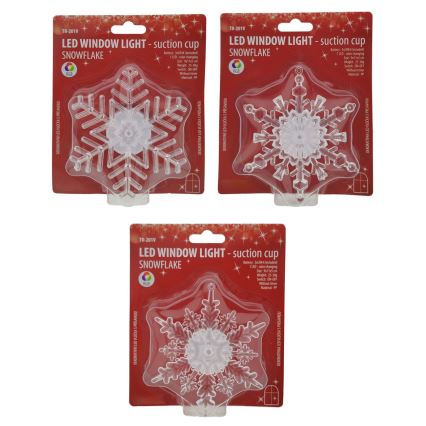 LED RGB juledekoration med sugekop LED/3xLR44 snefnug