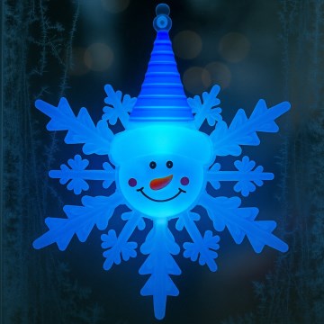 LED RGB Juledekoration med sugekop LED/3xLR44 snemand rød/blå/grøn