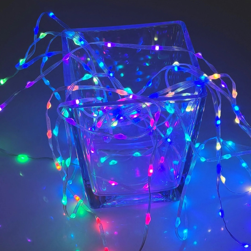 LED RGB julekæde LED/10W/5V 10 m USB + fjernbetjening