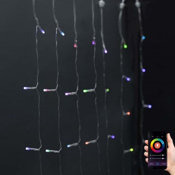 LED RGB-lysgardin 180 x LED / 7 funktioner, 6 m, IP65, Wi‑Fi Tuya