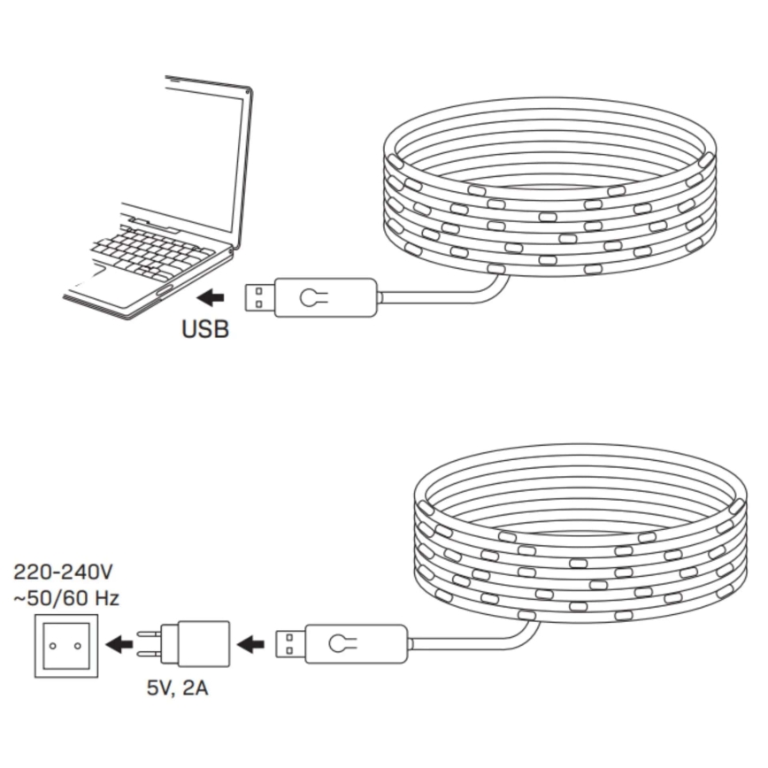 LED RGB lyskæde LED/10W/5V 10 m USB + fjernbetjening