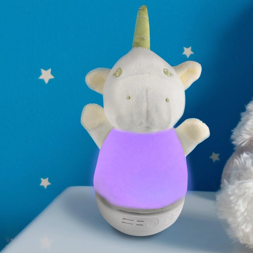 LED RGB Natlampe til børn med melody 3xAAA/5V enhjørning