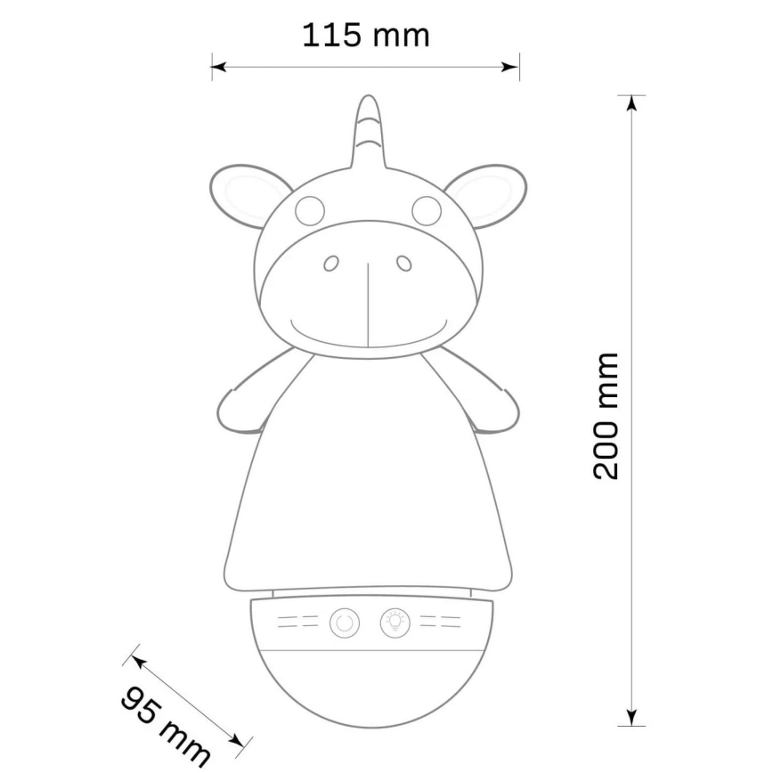 LED RGB Natlampe til børn med melody 3xAAA/5V enhjørning