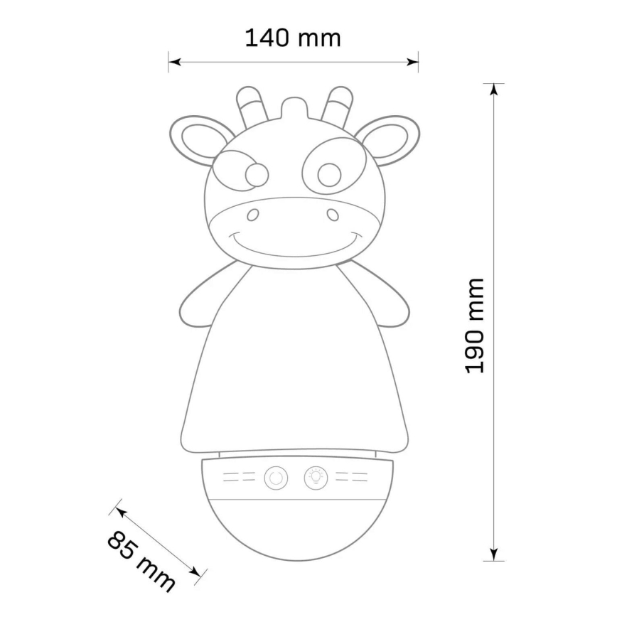LED RGB Natlampe til børn med melody 3xAAA/5V giraf