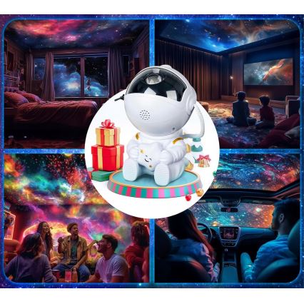 LED RGB-projektor LED/5W/5V astronaut + fjernbetjening
