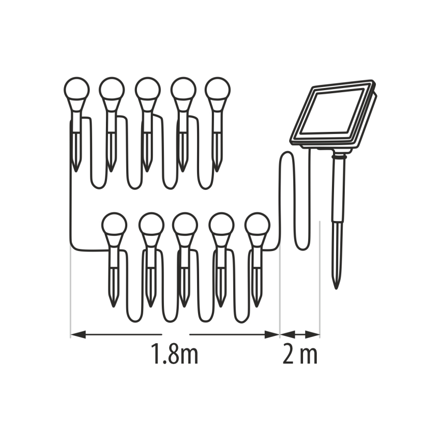 LED RGB solcellelampe 10xLED/1,2V 300 mAh IP44 sort