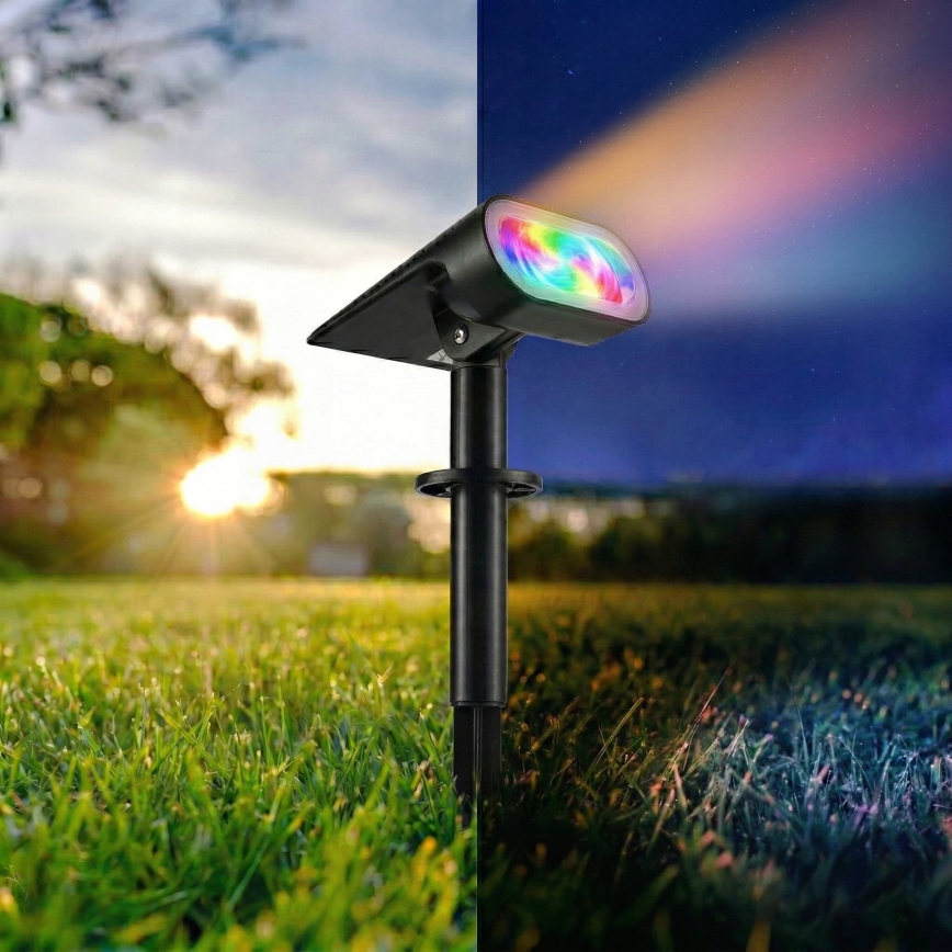 LED RGB solcellelampe 2-i-1 LED/3,7 V 1200 mAh IP54 sort