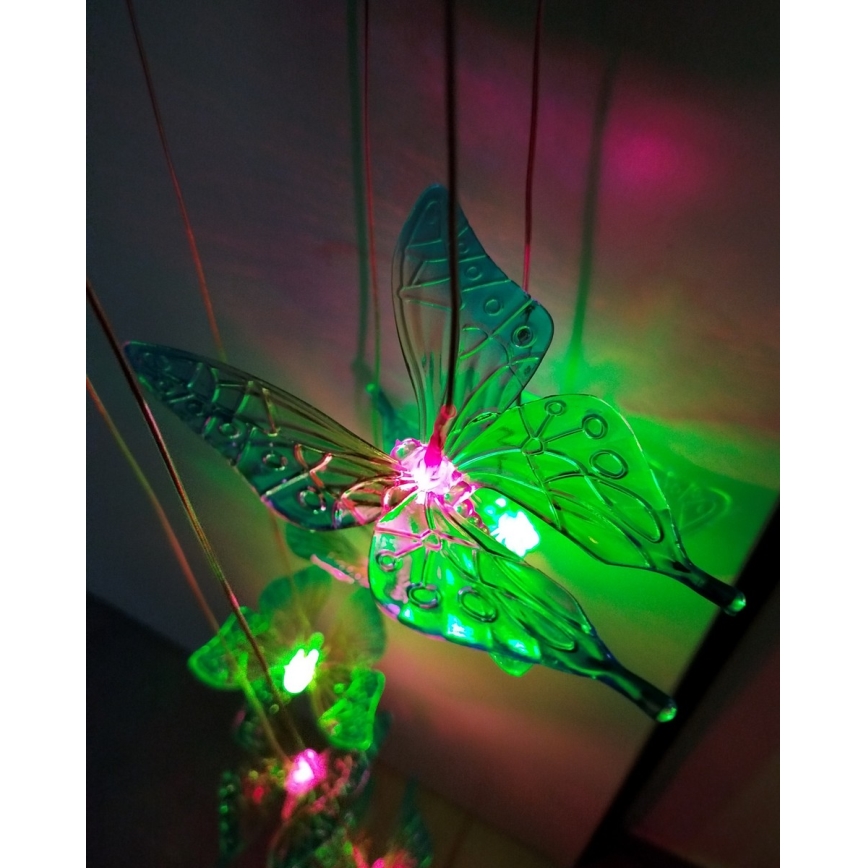 LED RGB solcellelampe 6xLED/1,2V 300 mAh IP44 sommerfugl