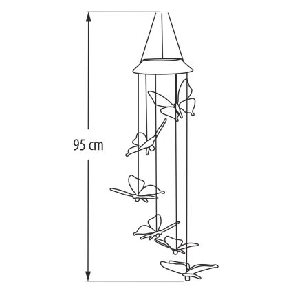 LED RGB solcellelampe 6xLED/1,2V 300 mAh IP44 sommerfugl