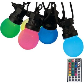 LED RGB Udendørs lyskæde STRING 13 m 15xLED/0,5W/230V IP44 + fjernbetjening