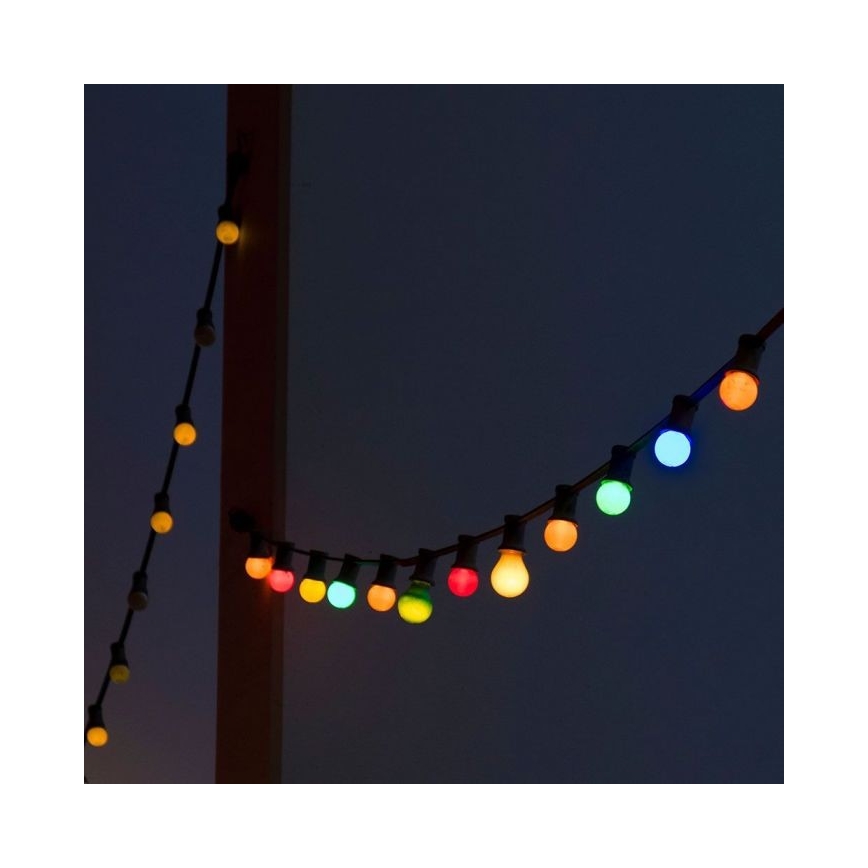 LED RGB Udendørs lyskæde STRING 13 m 15xLED/0,5W/230V IP44 + fjernbetjening