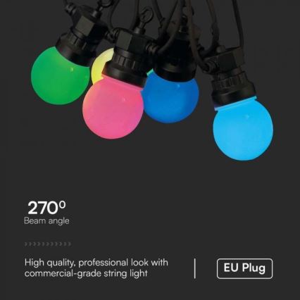 LED RGB Udendørs lyskæde STRING 13 m 15xLED/0,5W/230V IP44 + fjernbetjening