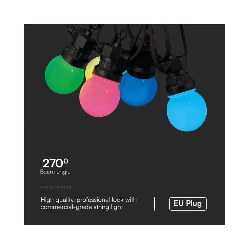 LED RGB Udendørs lyskæde STRING 13 m 15xLED/0,5W/230V IP44 + fjernbetjening