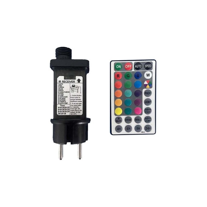 LED RGB Udendørs lyskæde STRING 13 m 15xLED/0,5W/230V IP44 + fjernbetjening