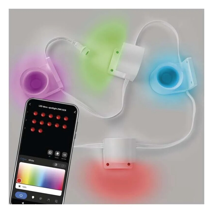 LED RGBIC+CCT Dekorationskæde med punktbelysning GoSmart - udvidelse 4xLED/7W/230V 85 cm Wi-Fi Tuya