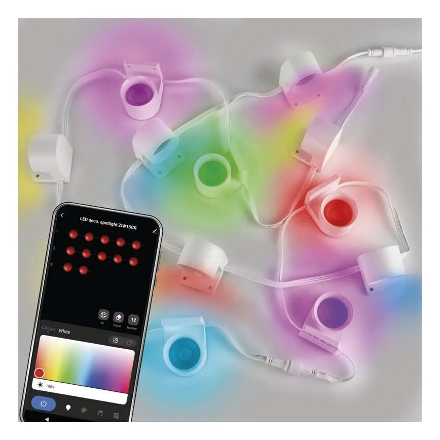 LED RGBIC+CCT Dekorativ lyskæde med spotlighting GoSmart 12xLED/7W/230V 255 cm Wi-Fi Tuya