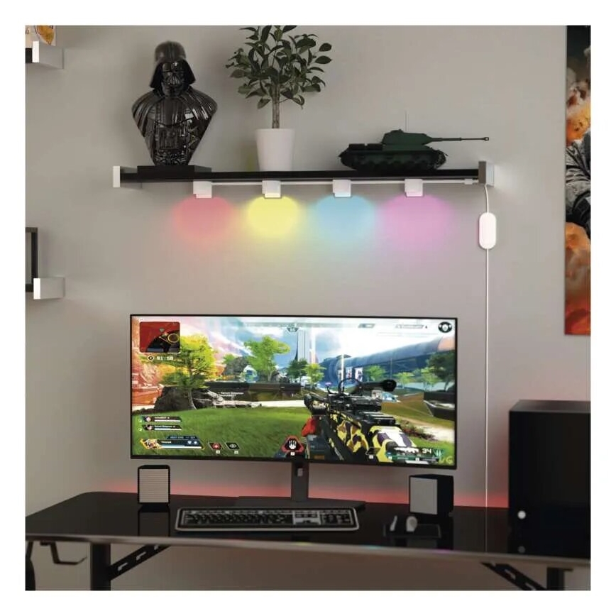 LED RGBIC+CCT Dekorativ lyskæde med spotlighting GoSmart - forlængerdel 4xLED/7W/230V 85 cm Wi-Fi Tuya