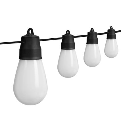 LED RGBIC dæmpbar solcelledrevet lyskæde 15xLED/1,3W/3,7V 2200 mAh 8 m IP65 sort + fjernbetjening