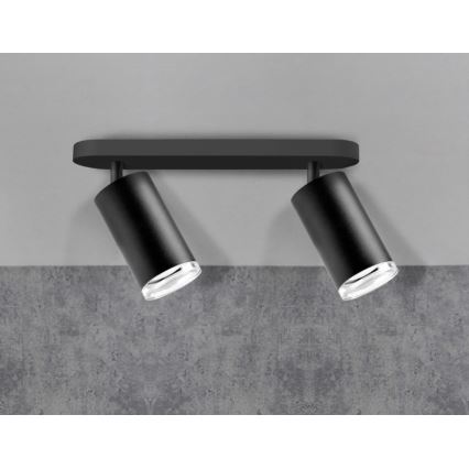 LED RGBW dæmpbar badeværelses-spot TURYN 2xGU10/4,8W/230V 3000K IP44 sort + fjernbetjening