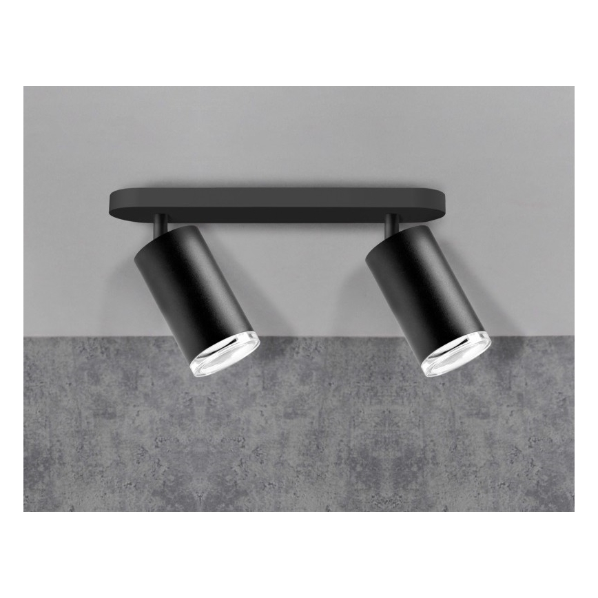 LED RGBW dæmpbar badeværelses-spot TURYN 2xGU10/4,8W/230V 3000K IP44 sort + fjernbetjening