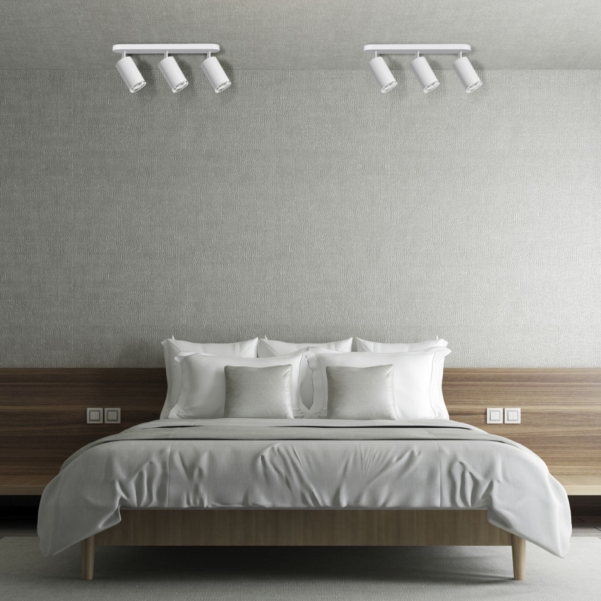LED RGBW, dæmpbar badeværelses-spot TURYN 3xGU10/4,8W/230V 3000K IP44 hvid + fjernbetjening