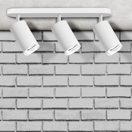 LED RGBW, dæmpbar badeværelses-spot TURYN 3xGU10/4,8W/230V 3000K IP44 hvid + fjernbetjening