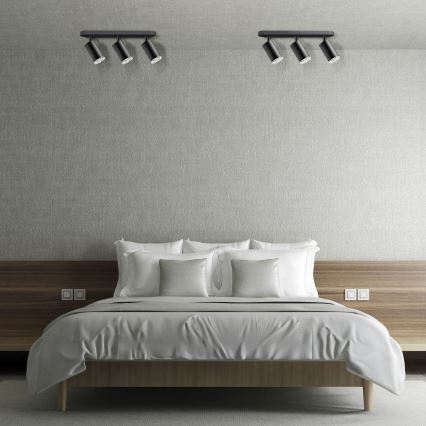 LED RGBW dæmpbar badeværelsesspot TURYN 3xGU10/4,8W/230V 3000K IP44 sort + fjernbetjening